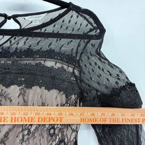 Honey & t Black Lace Crochet Whimsigoth Fairy Grunge Romantic‎ Top Size M Sheer - Picture 13 of 13